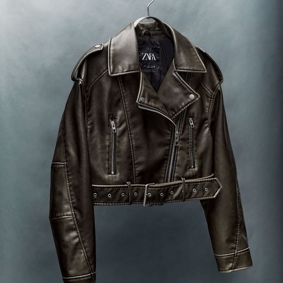 Zara Edgy Black Leather Moto Jacket - Picture 1 of 11